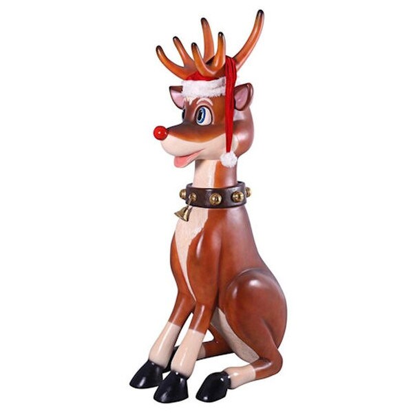 giant oversized red-nose reindeer sculpture king sized display statue
